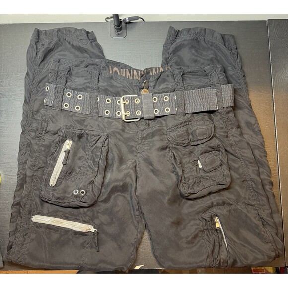 Johnny Was Pete & Greta Lightweight Cargo Pants Women’s Sz 4 Black With Belt - Picture 6 of 15